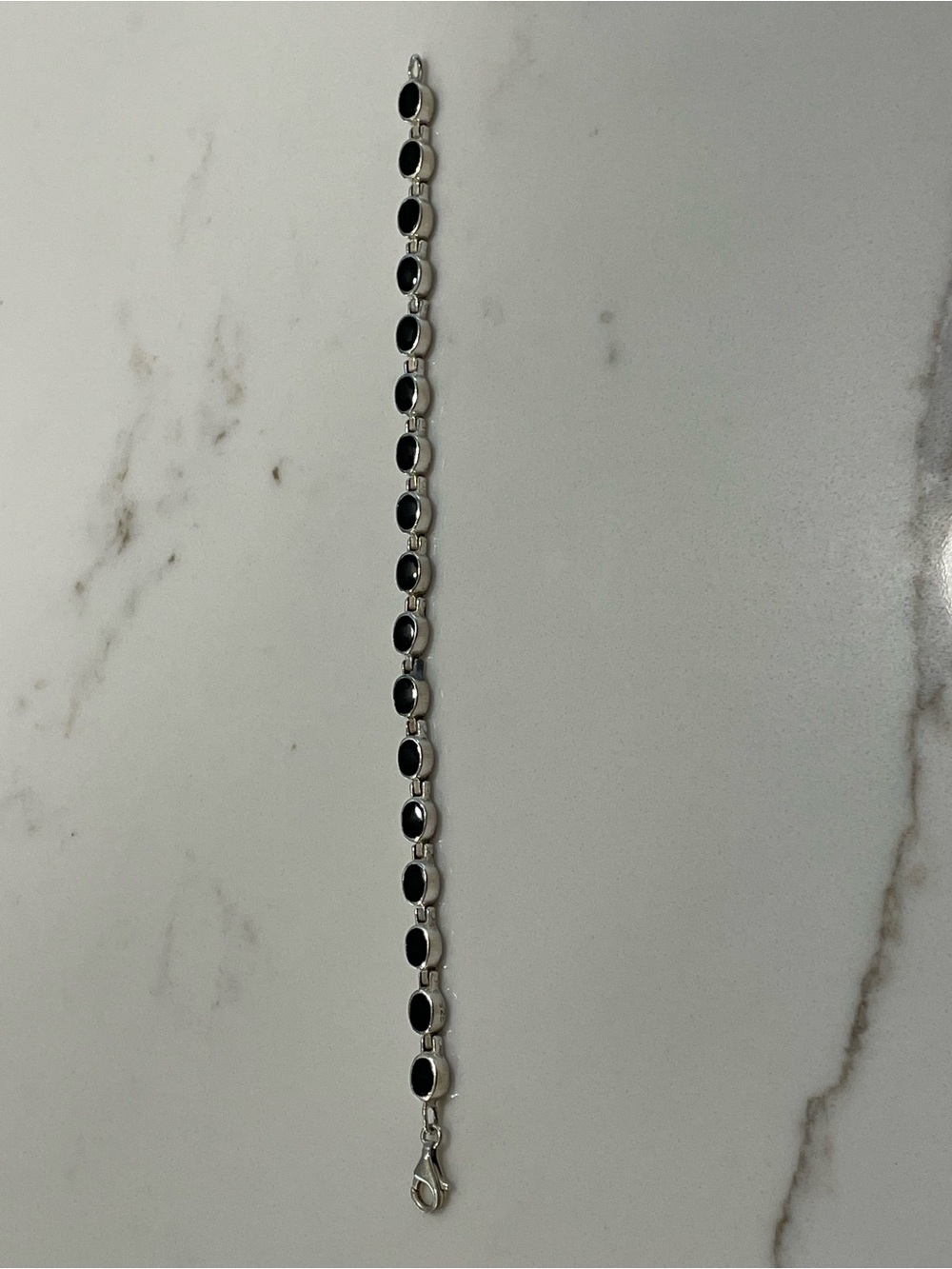 Sterling Silver Black Onyx Link Bracelet